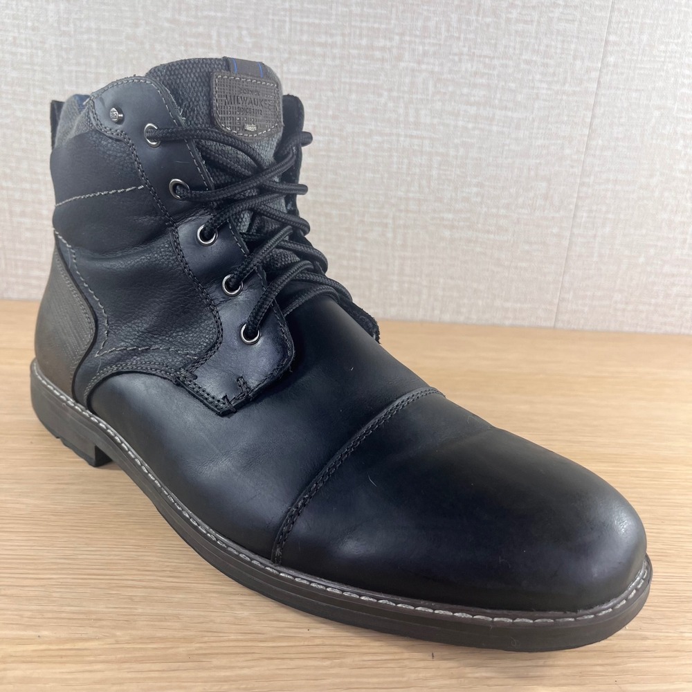 Nunn Bush Discover True Comfort Mens Black Leather Cap Toe Boots 84858-009 12W